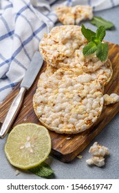 Healthy Crispy Rice Bread With Lemon And Ginger. Healthy Gluten Free Vegetarian Snack.