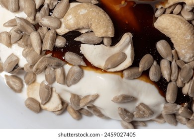 Healthy dessert - cream sunflower seeds cashew nut buckwheat honey - Powered by Shutterstock