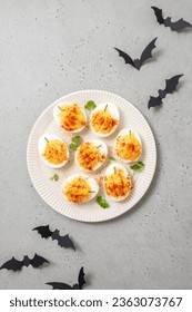 Healthy Deviled Eggs as an Appetizer for Halloween - Shutterstock ID 2363073767