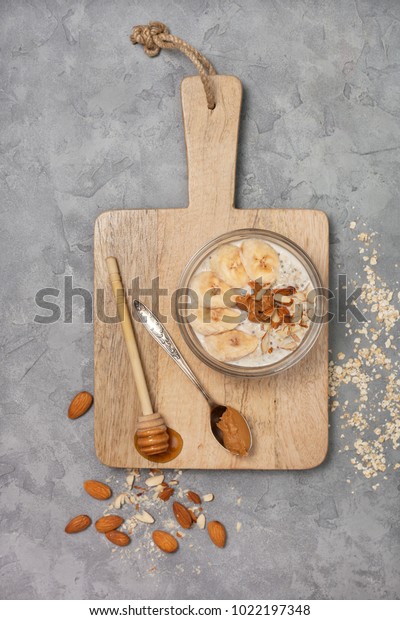 Healthy Diet Breakfast Overnight Oatmeal Chia Stock Photo Edit Now 1022197348