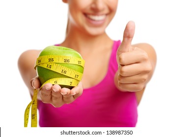 Healthy Diet Concept Woman With Apple