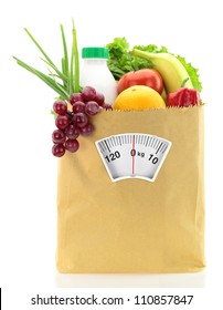Healthy diet. Fresh food in a paper bag