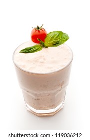 Healthy Drink. Vegetables Smoothie - Tomato, Cream Cheese, Basil And Cream