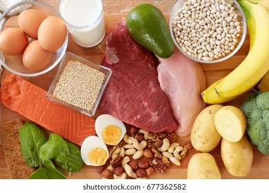 Healthy Eating And Diet Concept - Natural Food On Table