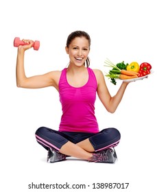 Healthy Eating And Exercise For Weightloss Diet Concept