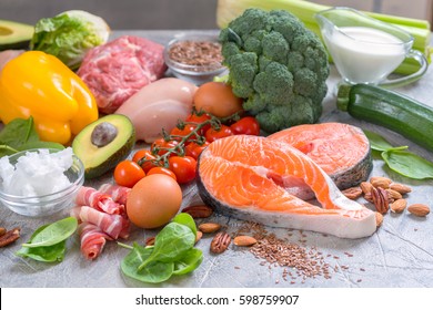 Aliments sains aliments à faible teneur en glucides keto kétogène régime alimentaire graisses protéiques