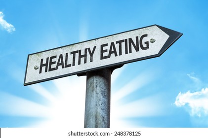 Healthy Eating Sign With A Beautiful Day