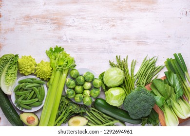 Healthy Eating Vegan Concept Green Vegetables Stock Photo 1292694961 ...