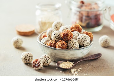 Healthy energy balls made of dried fruits and nuts. - Powered by Shutterstock