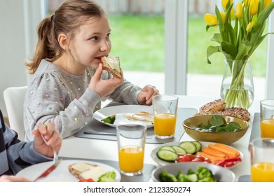 Healthy Family Breakfast At Home On A Weekend