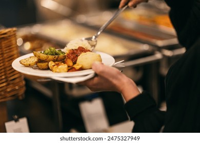 Healthy Five stars Catering buffet in luxury restaurant or at the event. Delicious brunch food on plates. - Powered by Shutterstock