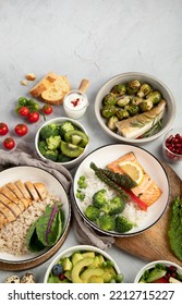 Healthy food assortment. Dieting concept. Flat lay, top view.  Set of diet dishes.  Paleo, keto,  dash diet. Healthy concept - Shutterstock ID 2212715227