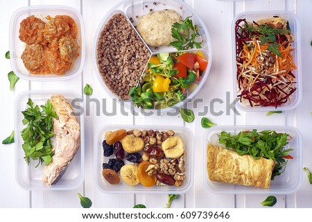 Healthy food in box. Fresh box . lifestyle, day meal plan