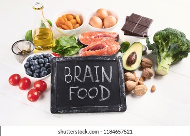 Healthy food for brain and memory. Healthy eating Concept. 
