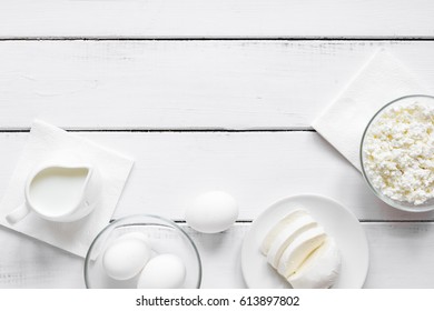 Healthy food concept with milk on white table top view mock-up - Shutterstock ID 613897802