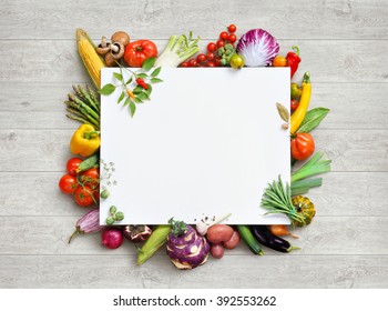 Healthy food and copy space. Studio photo of different fruits and vegetables on white wooden table. High resolution product.