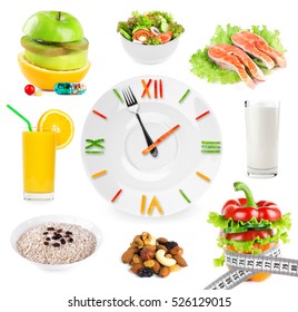Healthy food. Diet concept. Food clock. - Shutterstock ID 526129015