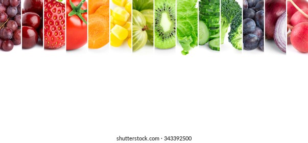 Healthy food .Fresh color fruits and vegetables - Shutterstock ID 343392500
