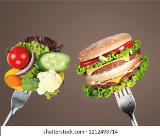 Healthy Food And Harmful Fast Food