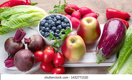 Healthy Food  High In Anthocyanins And Vitamins. Healthy Diet Eating Concept 