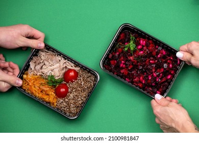 healthy food, healthy meals, individual packaging, packaged dish, diet, weight loss - Shutterstock ID 2100981847
