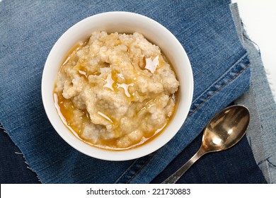 Healthy Food - Oat Bran Porridge And Honey