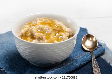 Healthy Food - Oat Bran Porridge And Honey