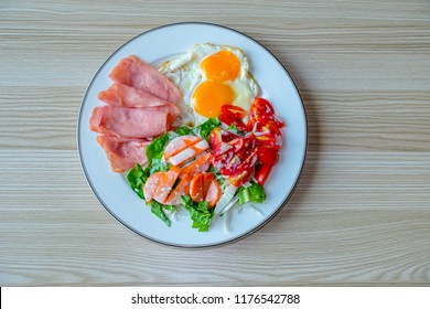 Healthy Food On Wood Plate. Keto Diet Food Concept.