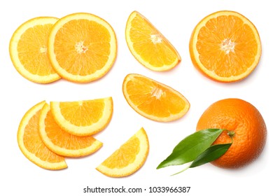 healthy food. orange with green leaf isolated on white background - Shutterstock ID 1033966387