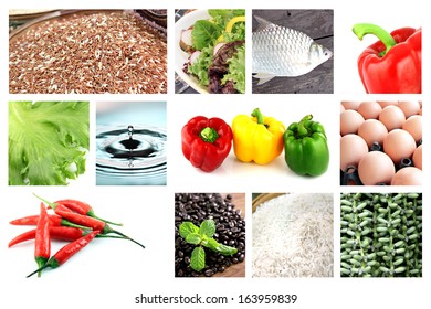 Healthy Foods Mix Picturefor Example Chilifishvegetablesricewater Stock ...