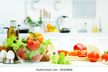 healthy foods are on the table in the kitchen - Powered by Shutterstock