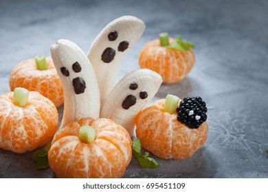 Healthy Fruit Halloween Treats Banana Ghosts Stock Photo (Edit Now ...