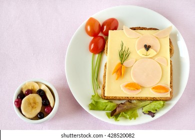 Healthy and fun food for kids, funny face sandwich