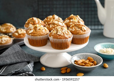 Healthy gluten free almond muffins with nut slices - Powered by Shutterstock