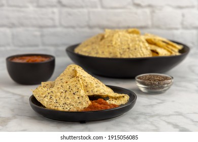 Healthy Gluten GMO Free Tortilla Chips With Organic Salsa And Chia Seeds