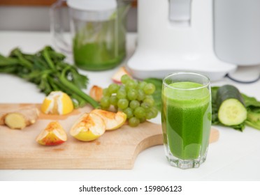 Healthy Green Juice Poured Into A Glass