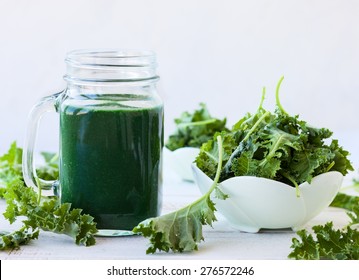 A Healthy Green Kale Smoothie With Spirulina