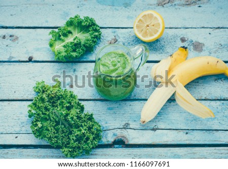 Similar – Image, Stock Photo Kale smoothie with banana and orange