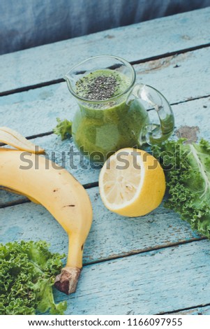 Similar – Image, Stock Photo Kale smoothie with banana and orange