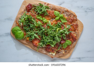 Healthy Green Whole Grain Pizza With Vegetables