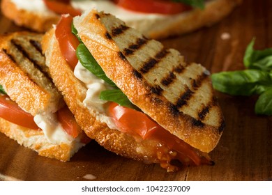 Healthy Grilled Basil Mozzarella Caprese Panini Sandwich