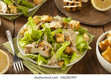 Healthy Grilled Chicken Caesar Salad With Cheese And Croutons