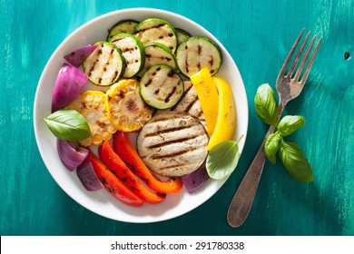 Healthy Grilled Vegetables On Plate