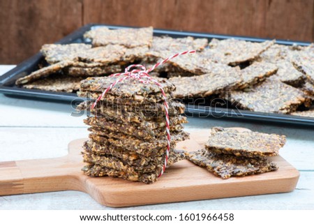 Healthy home made seed crispbread (crackers) Gluten-Free and Vegan