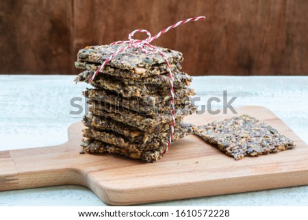 Healthy home made seed crispbread (crackers) Gluten-Free and Vegan