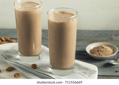 Healthy Homemade Chocolate Protein Shake With Almond Milk