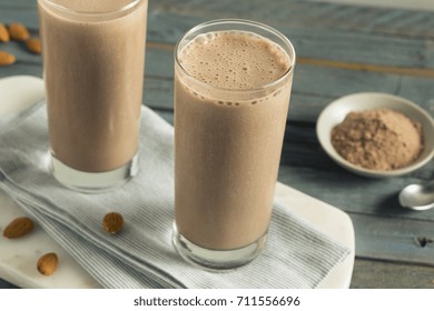 Healthy Homemade Chocolate Protein Shake With Almond Milk