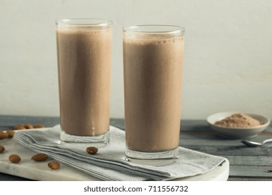 Healthy Homemade Chocolate Protein Shake With Almond Milk