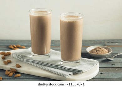Healthy Homemade Chocolate Protein Shake With Almond Milk
