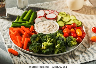 Healthy Homemade Veggie Tray Appetizer with French Onion Dip